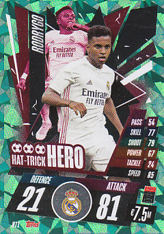 Rodrygo Real Madrid 2020/21 Topps Match Attax CL Hat Trick Heroes #HT01